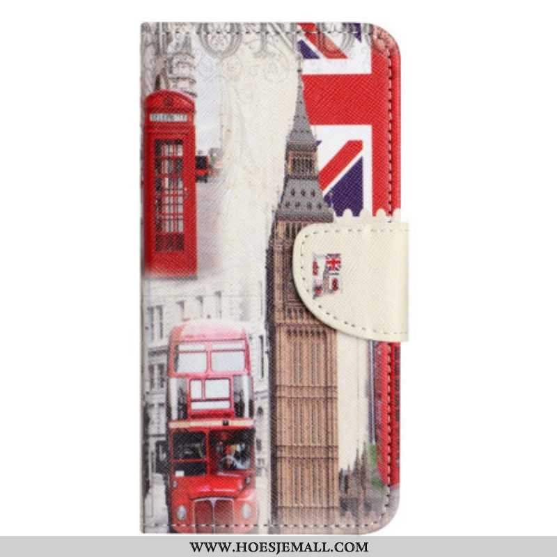 Leren Hoesje voor iPhone 14 Pro Reis Naar Londen