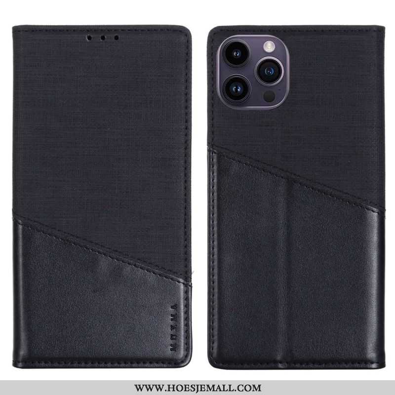 Bescherming Hoesje voor iPhone 14 Pro Folio-hoesje Rfid-canvasstijl