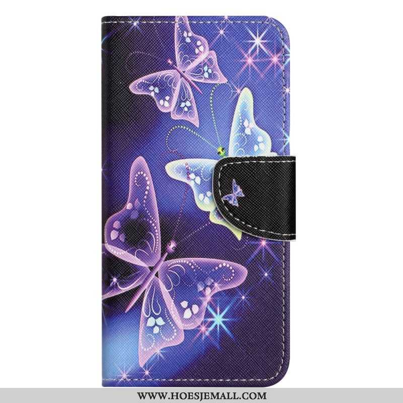 Leren Hoesje voor iPhone 14 Pro Vlinders