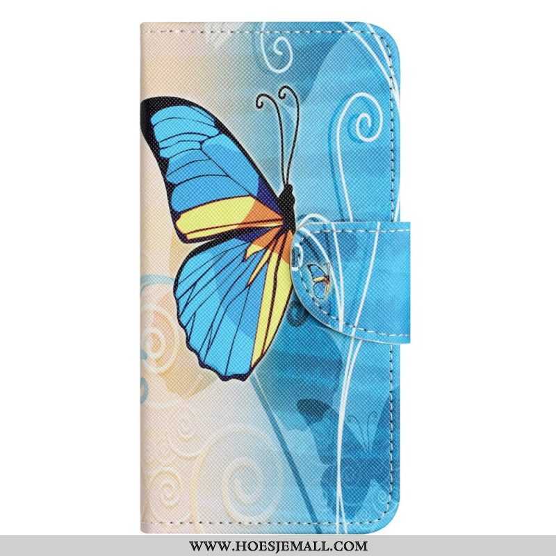 Leren Hoesje voor iPhone 14 Pro Vlinders