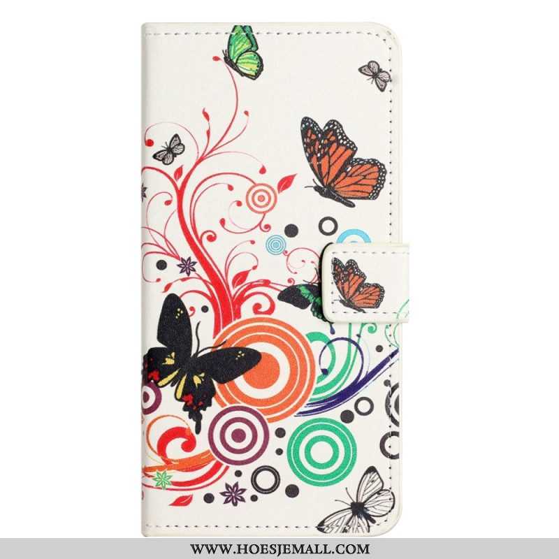 Flip Case voor iPhone 14 Pro Zwart-witte Vlinders