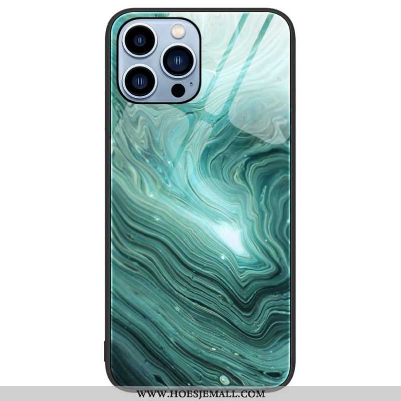 Hoesje voor iPhone 14 Pro Marmeren Kleuren Gehard Glas