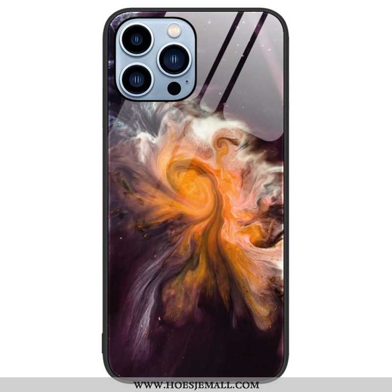 Hoesje voor iPhone 14 Pro Marmeren Kleuren Gehard Glas