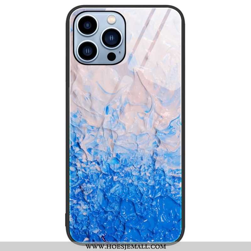 Hoesje voor iPhone 14 Pro Marmeren Kleuren Gehard Glas