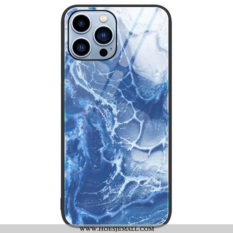 Hoesje voor iPhone 14 Pro Marmeren Kleuren Gehard Glas