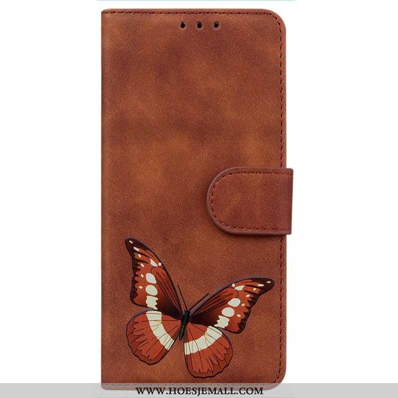 Leren Hoesje voor iPhone 14 Pro Vlinder Elegantie