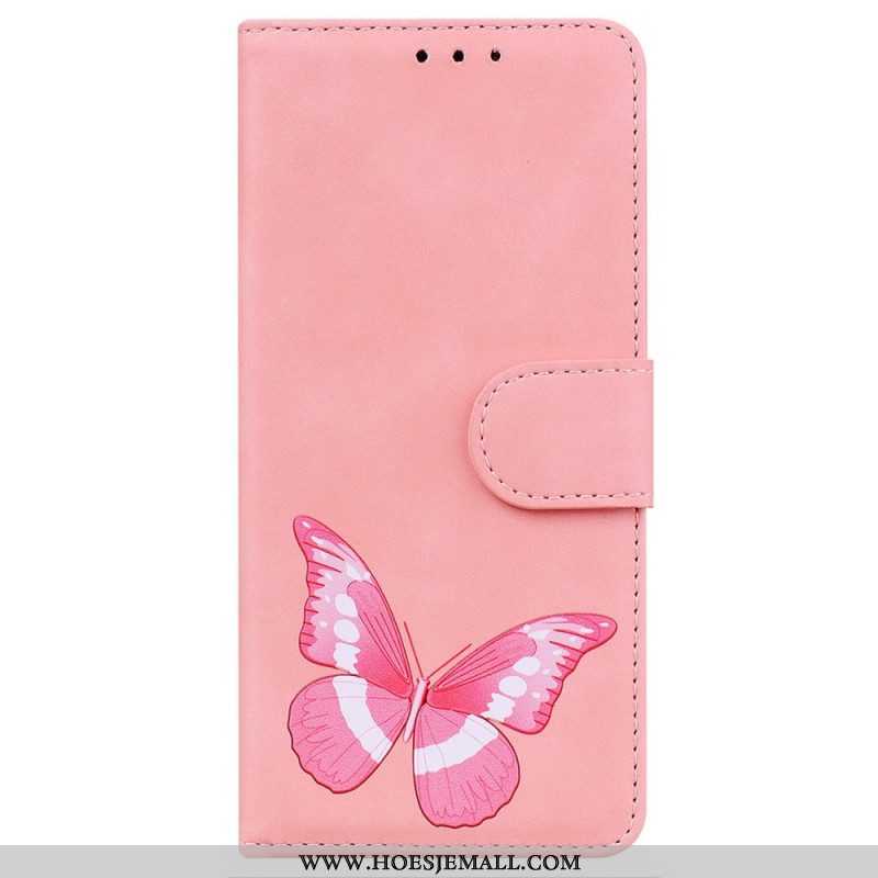 Leren Hoesje voor iPhone 14 Pro Vlinder Elegantie