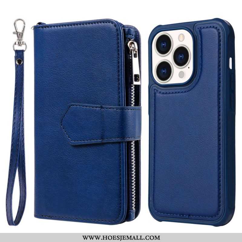 Hoesje Flip Case voor iPhone 14 Pro Portemonnee Leren Portemonnee Met Afneembaar