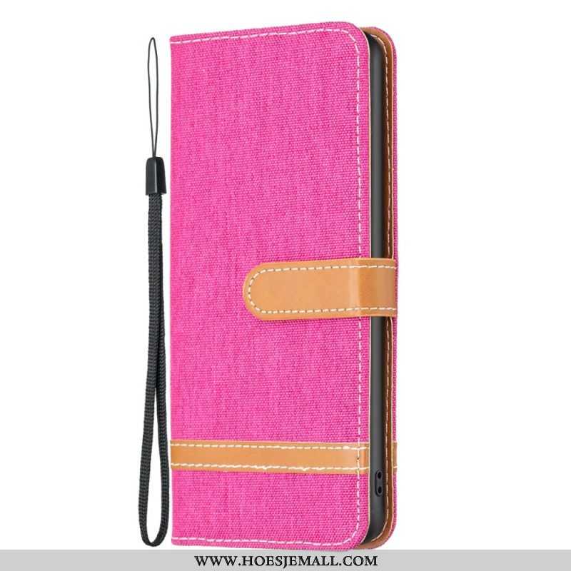 Folio-hoesje voor iPhone 14 Met Ketting Band Van Stof En Leereffect