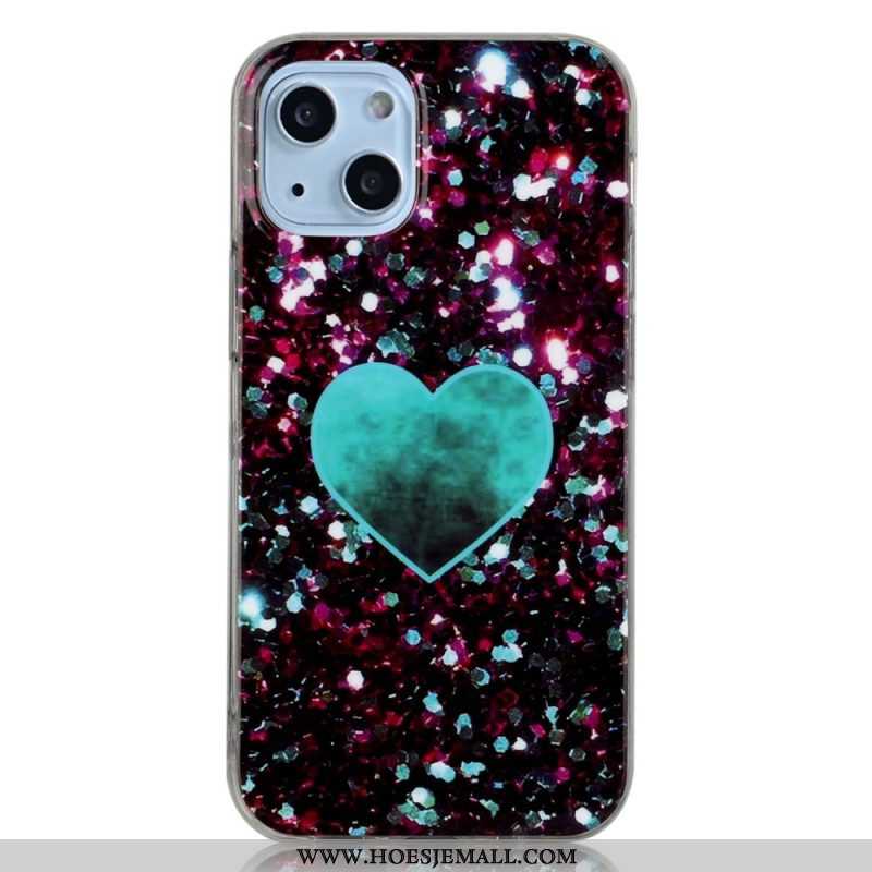 Hoesje voor iPhone 14 Glitter Hart