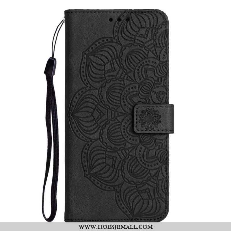 Leren Hoesje voor iPhone 14 Met Ketting Strakke Mandala