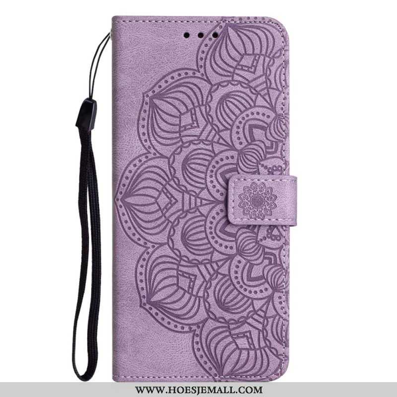 Leren Hoesje voor iPhone 14 Met Ketting Strakke Mandala