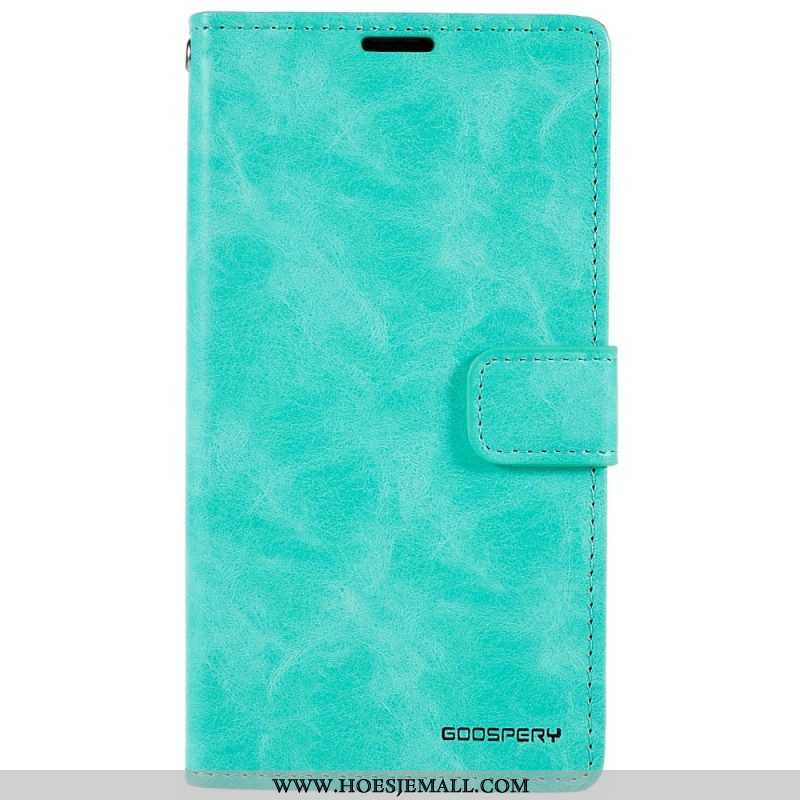 Leren Hoesje voor iPhone 14 Blauwe Maan Mercurius Goospery