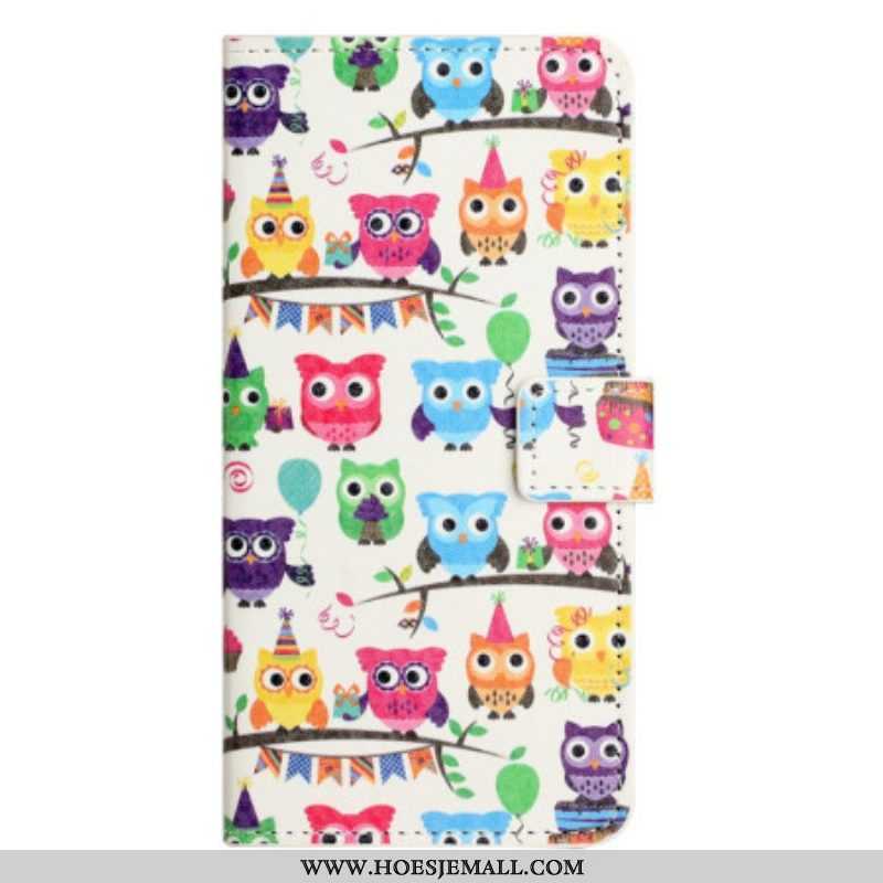 Leren Hoesje voor iPhone 14 Uil Stam