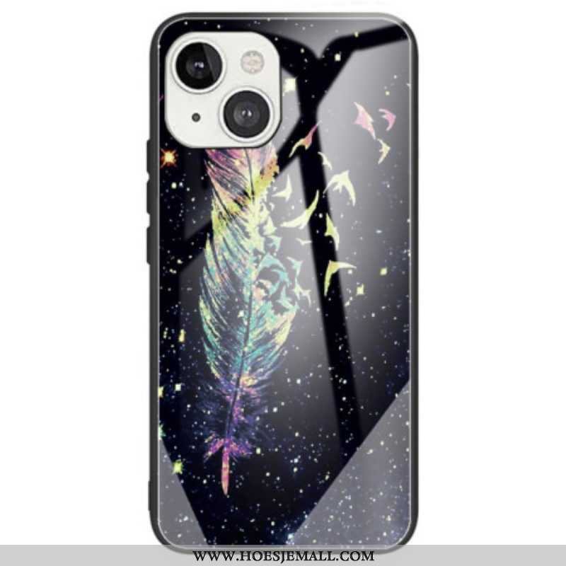 Hoesje voor iPhone 14 Veren Gehard Glas