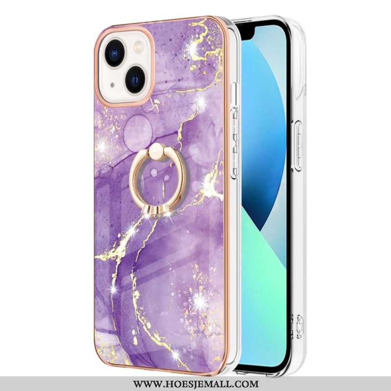 Hoesje voor iPhone 15 Plus Marmeren Stijl Met Steunring