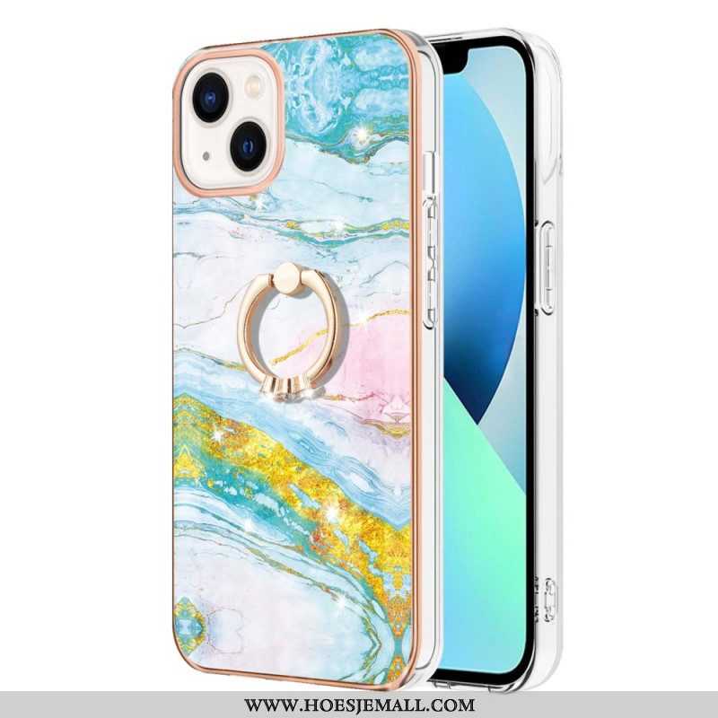 Hoesje voor iPhone 15 Plus Marmeren Stijl Met Steunring