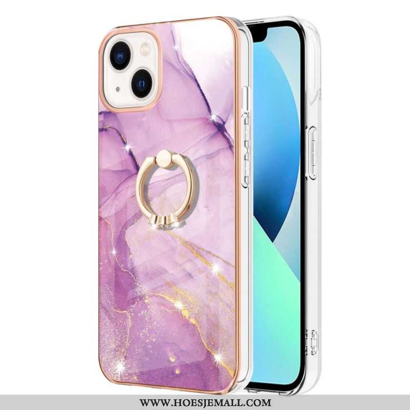 Hoesje voor iPhone 15 Plus Marmeren Stijl Met Steunring