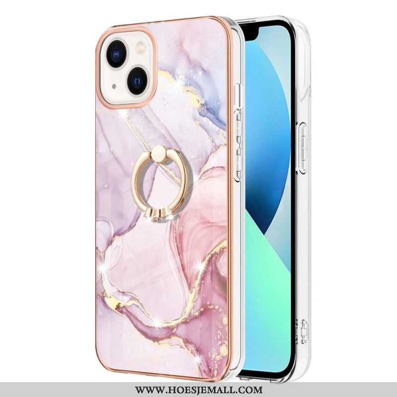 Hoesje voor iPhone 15 Plus Marmeren Stijl Met Steunring