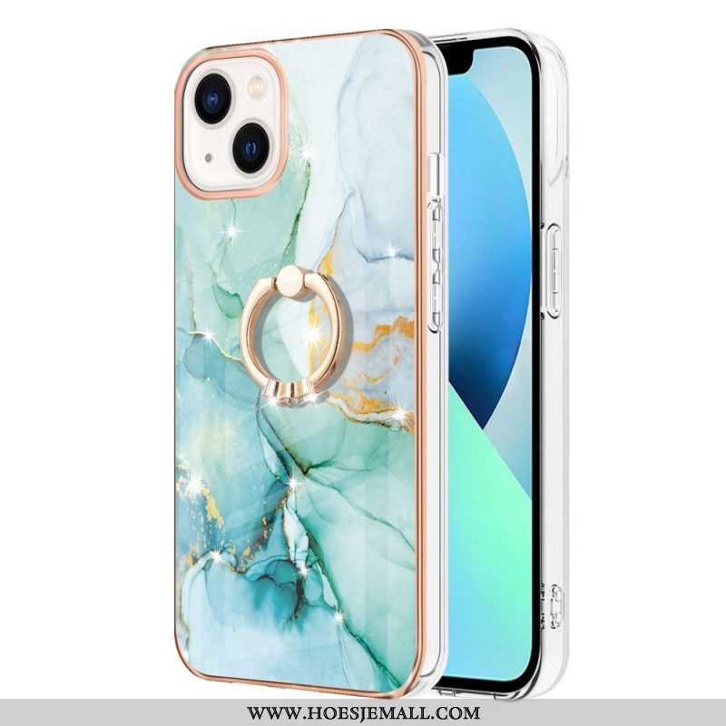 Hoesje voor iPhone 15 Plus Marmeren Stijl Met Steunring