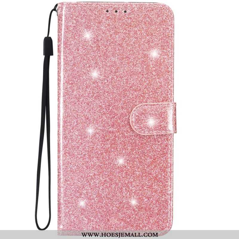 Folio-hoesje voor iPhone 15 Plus Met Ketting Glittereffect Met Riempje