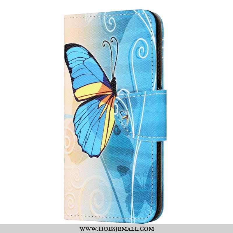 Leren Hoesje voor iPhone 15 Plus Vlinders