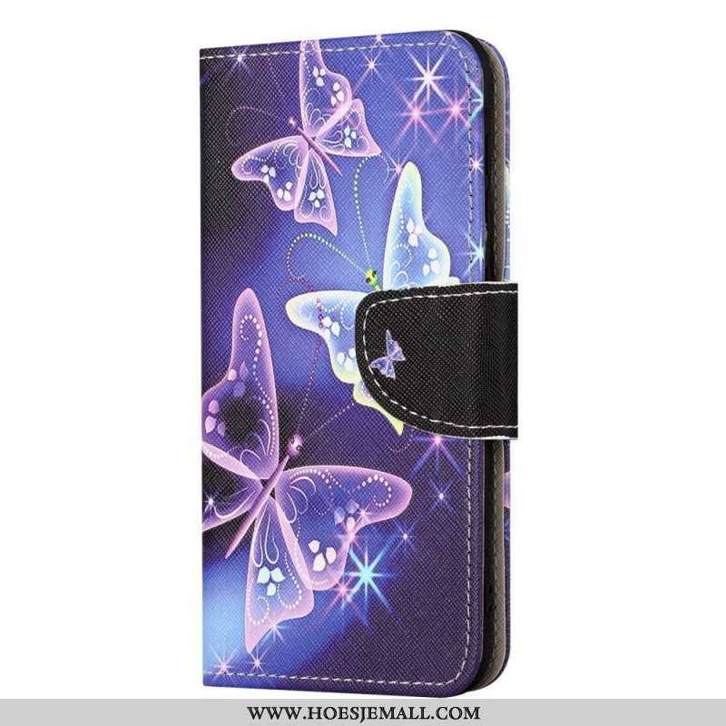 Leren Hoesje voor iPhone 15 Plus Vlinders