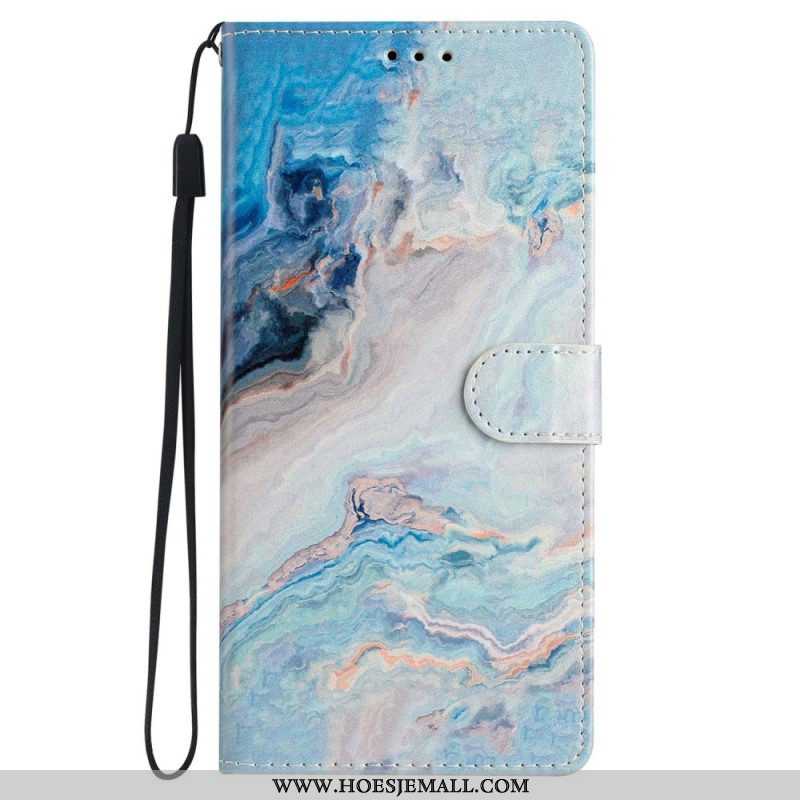 Folio-hoesje voor iPhone 15 Plus Met Ketting Marmeren Band