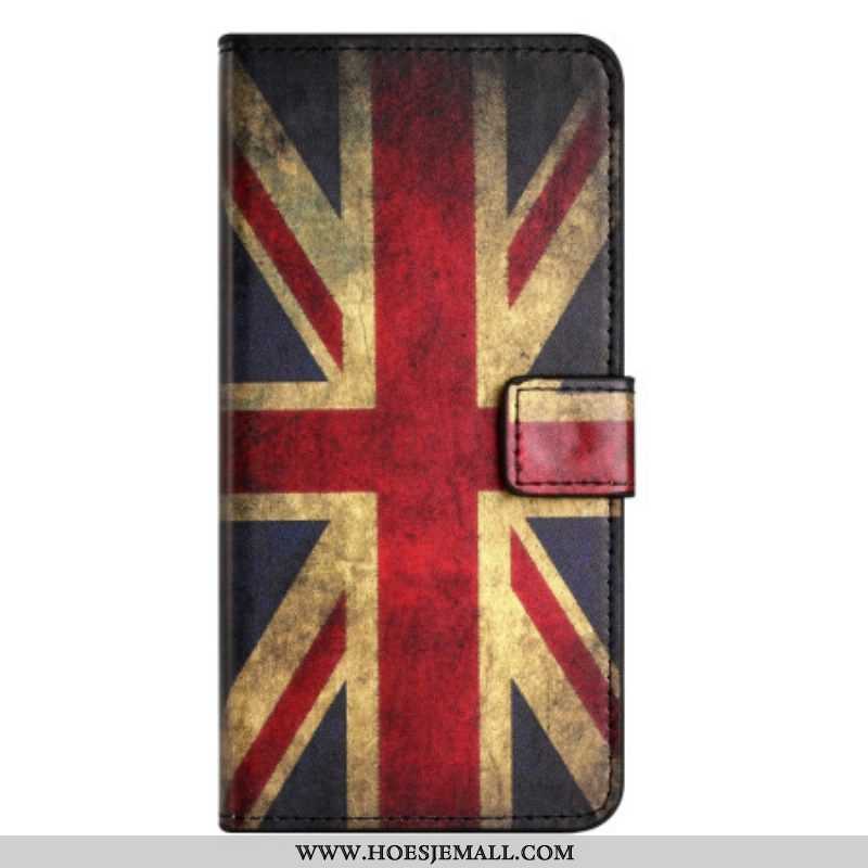 Folio-hoesje voor iPhone 15 Plus Vintage Engelse Vlag