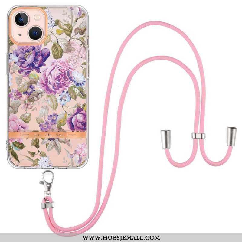 Hoesje voor iPhone 15 Plus Met Koord Cordonbloemen