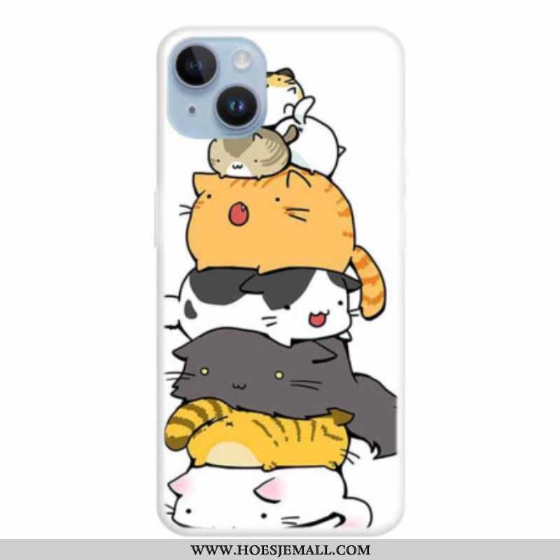 Telefoonhoesje voor iPhone 15 Plus Stapel Katten