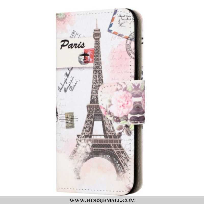 Folio-hoesje voor iPhone 15 Plus Vintage Eiffeltoren