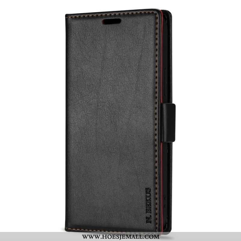 Folio-hoesje voor iPhone 15 Plus N.bekus Ledereffect