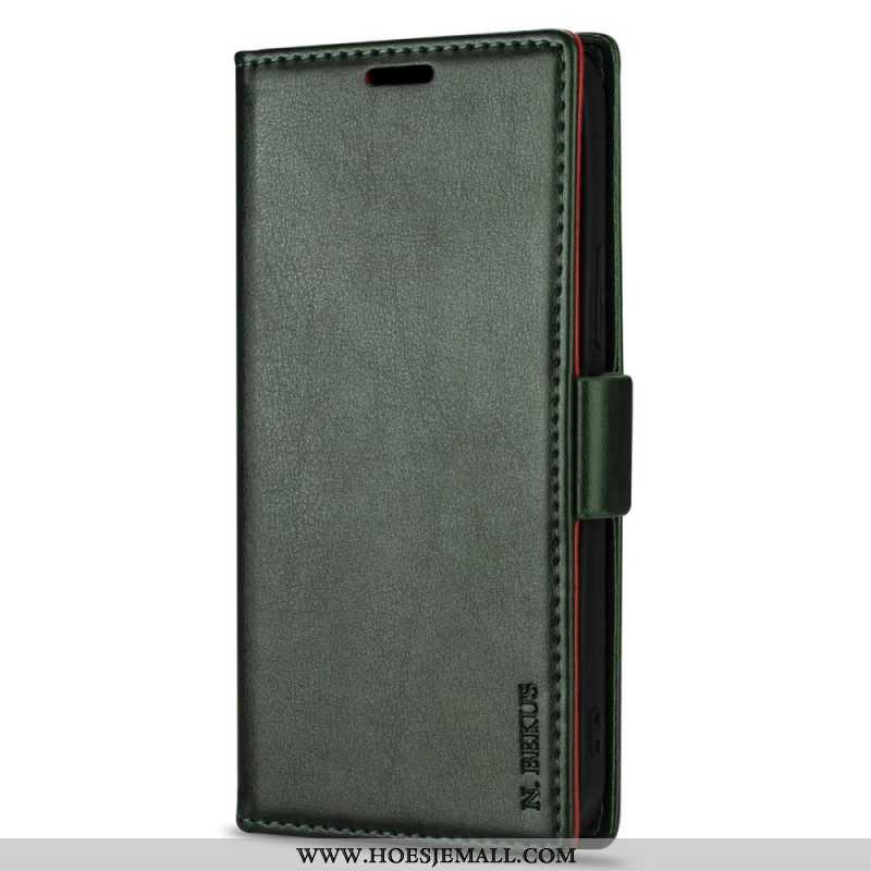 Folio-hoesje voor iPhone 15 Plus N.bekus Ledereffect