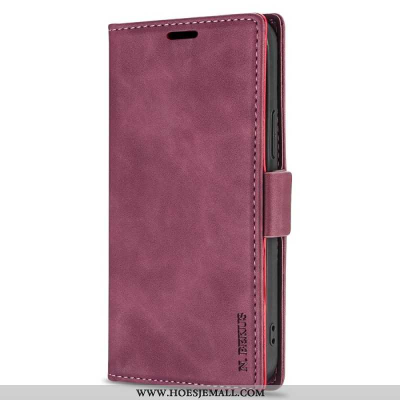 Folio-hoesje voor iPhone 15 Plus N.bekus Ledereffect