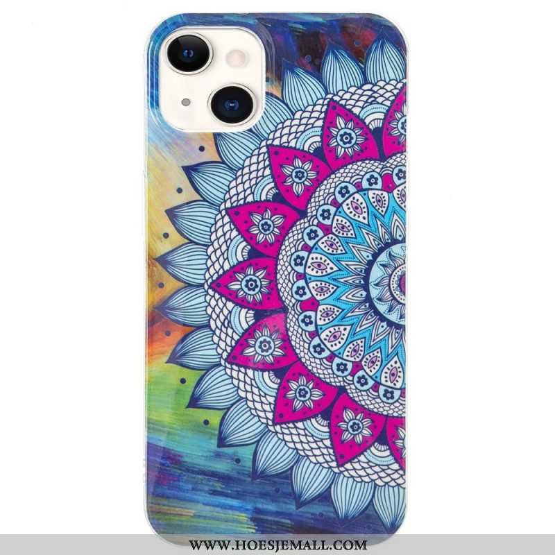 Telefoonhoesje voor iPhone 15 Plus Fluorescerende Mandala