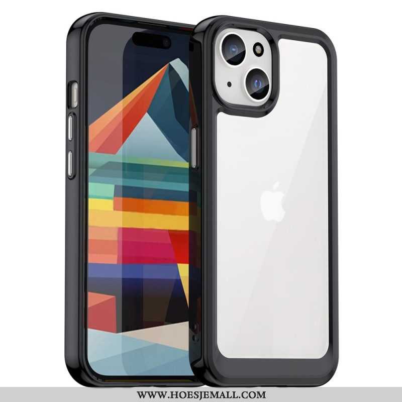 Telefoonhoesje voor iPhone 15 Plus Acryl Achterkant En Siliconen Randen