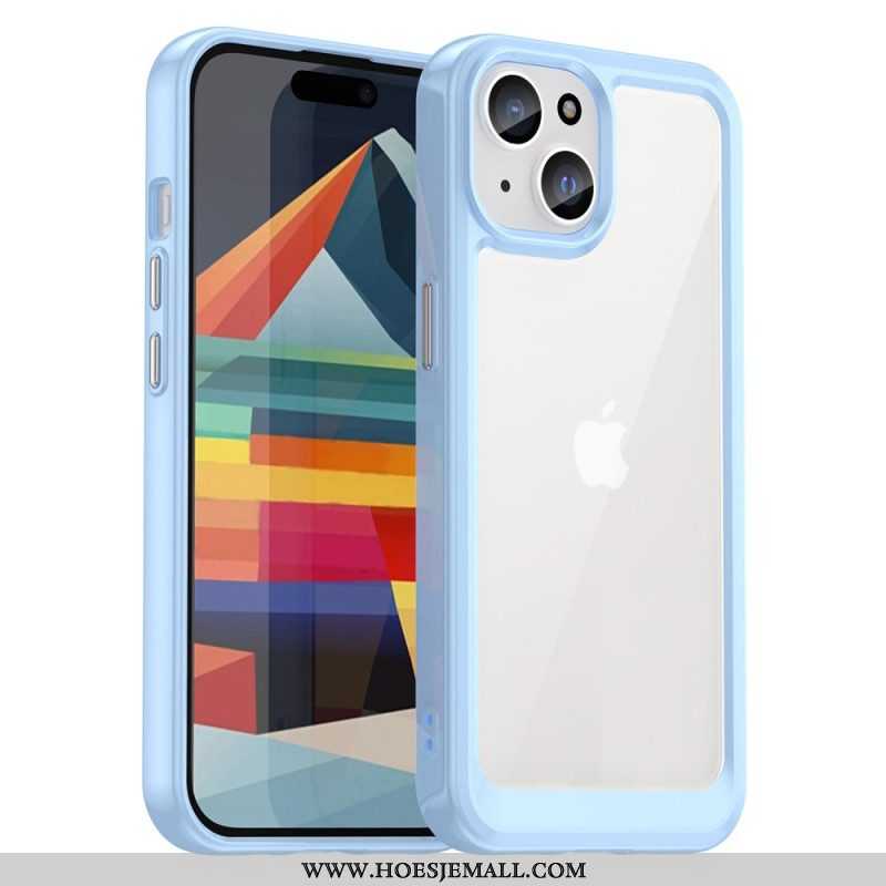 Telefoonhoesje voor iPhone 15 Plus Acryl Achterkant En Siliconen Randen