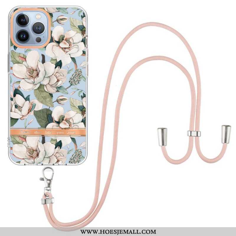 Hoesje voor iPhone 15 Pro Max Met Koord Cordonbloemen