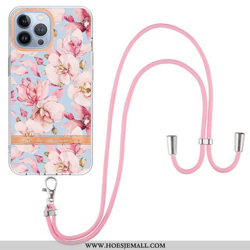 Hoesje voor iPhone 15 Pro Max Met Koord Cordonbloemen