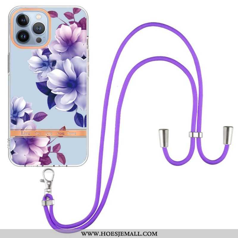 Hoesje voor iPhone 15 Pro Max Met Koord Cordonbloemen