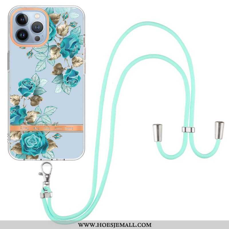 Hoesje voor iPhone 15 Pro Max Met Koord Cordonbloemen