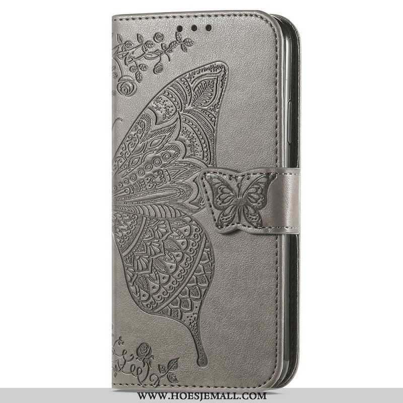 Folio-hoesje voor iPhone 15 Pro Max Met Ketting Barok Vlinder Met Riem