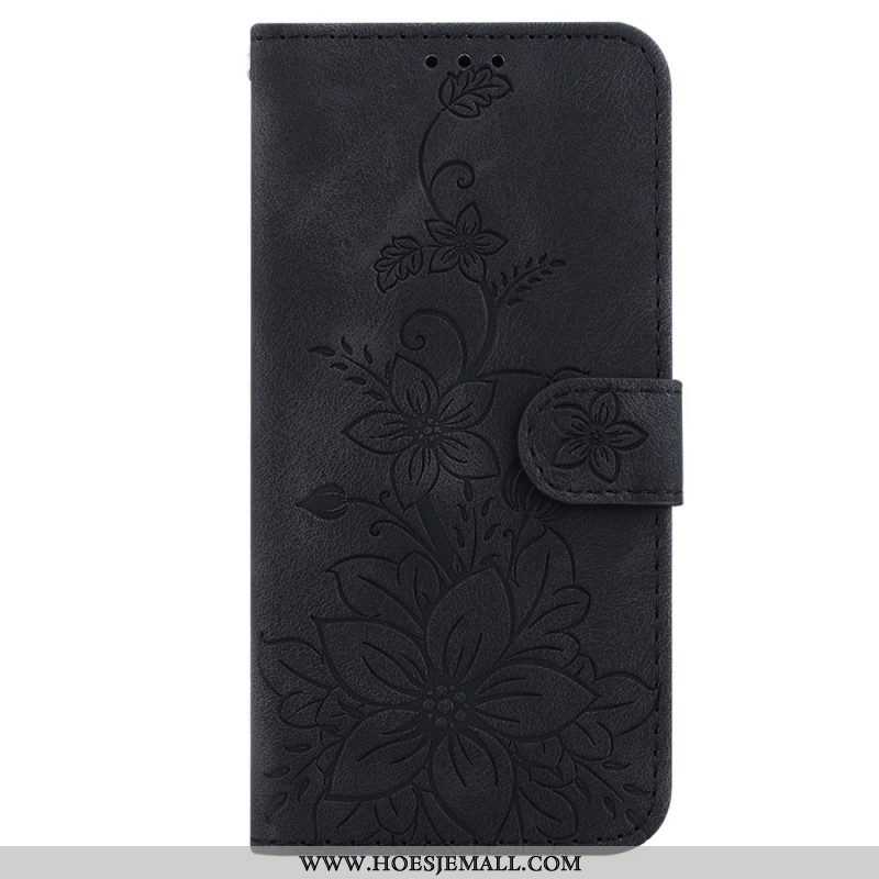 Leren Hoesje voor iPhone 15 Pro Max Met Ketting Bloemenband