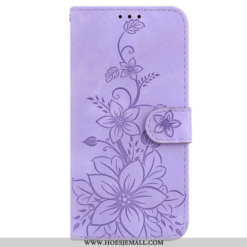 Leren Hoesje voor iPhone 15 Pro Max Met Ketting Bloemenband