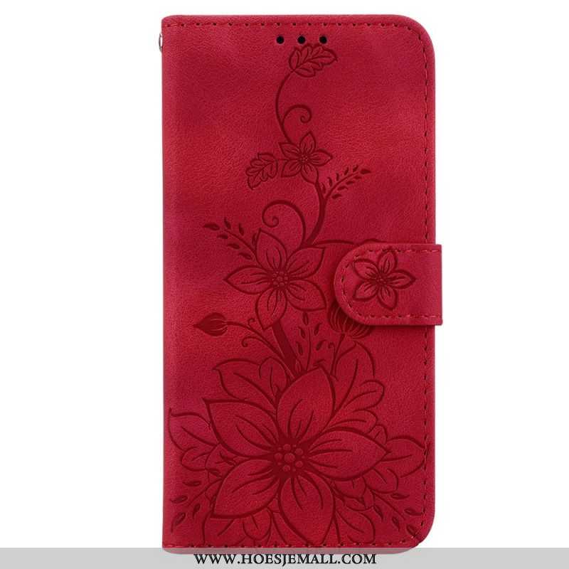 Leren Hoesje voor iPhone 15 Pro Max Met Ketting Bloemenband