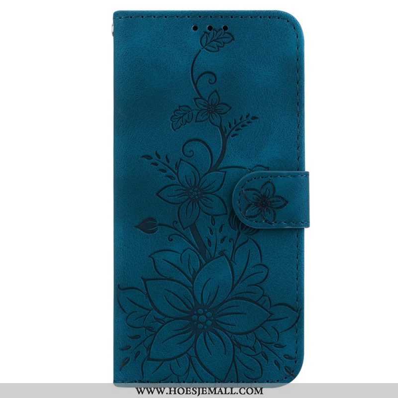 Leren Hoesje voor iPhone 15 Pro Max Met Ketting Bloemenband