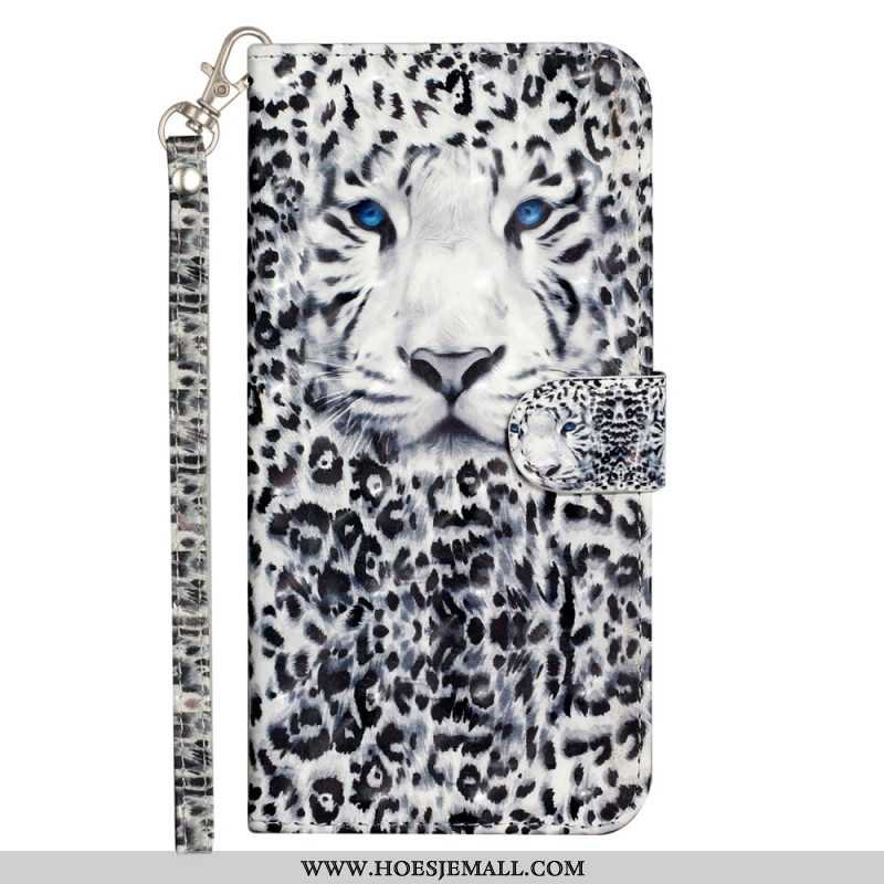 Folio-hoesje voor iPhone 15 Pro Max Met Ketting 3d Luipaard Met Riem