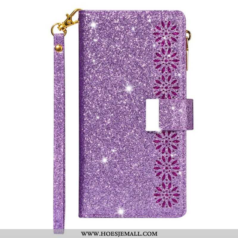 Flip Case voor iPhone 15 Pro Max Glitter Met Portemonnee