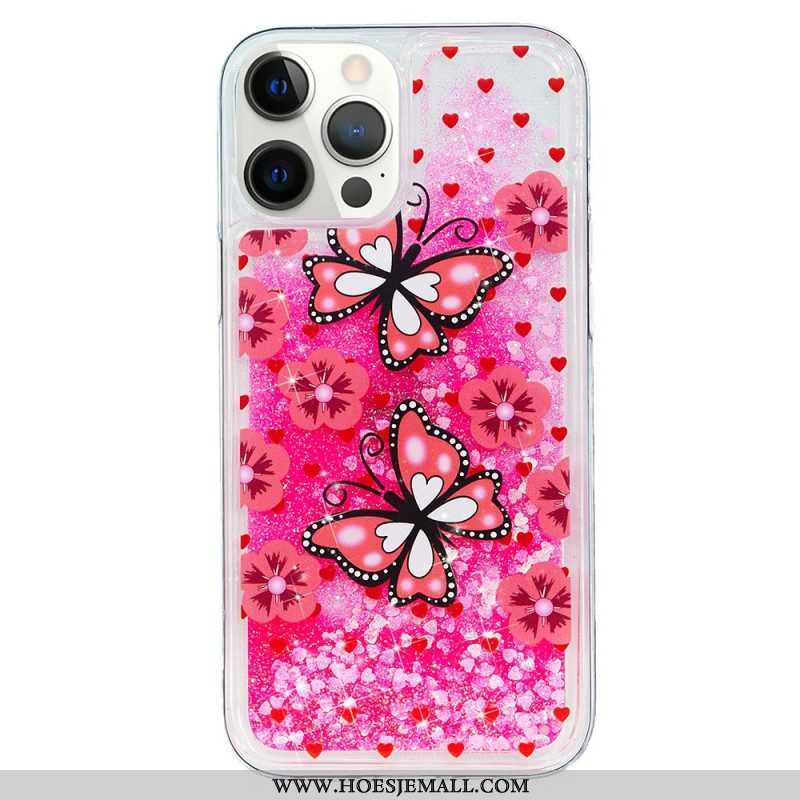 Telefoonhoesje voor iPhone 15 Pro Max Vlinders Glitteren